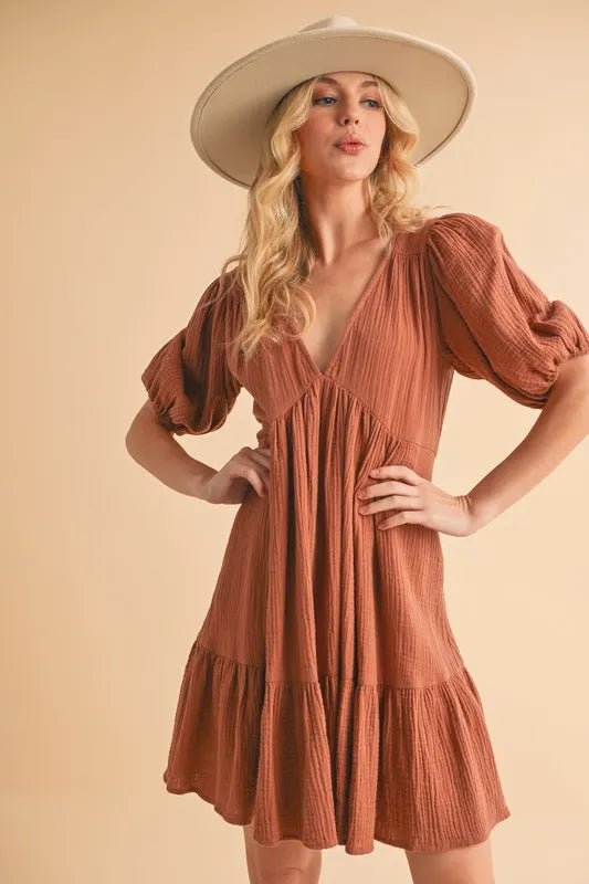 Aemi+Co Tied Back Ruffled Short Sleeve Mini Dress - Chaelisa's New Jammies