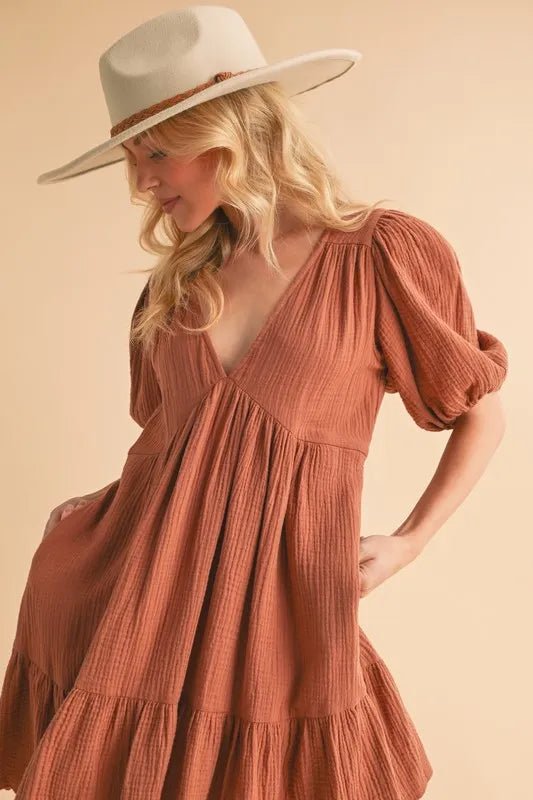 Aemi+Co Tied Back Ruffled Short Sleeve Mini Dress - Chaelisa's New Jammies