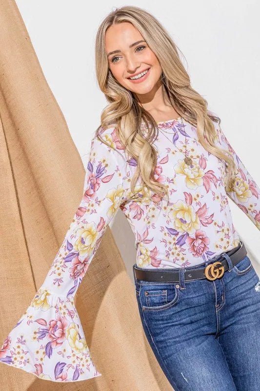And The Why Floral Printed Bell Sleeve Casual Top - Chaelisa's New Jammies