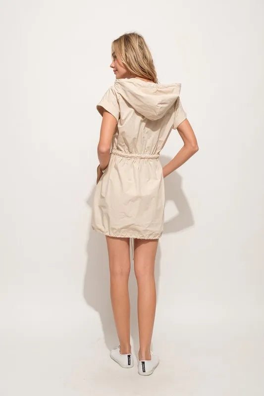 And The Why Short Sleeve String Details Hooded Mini Dress - Chaelisa's New Jammies