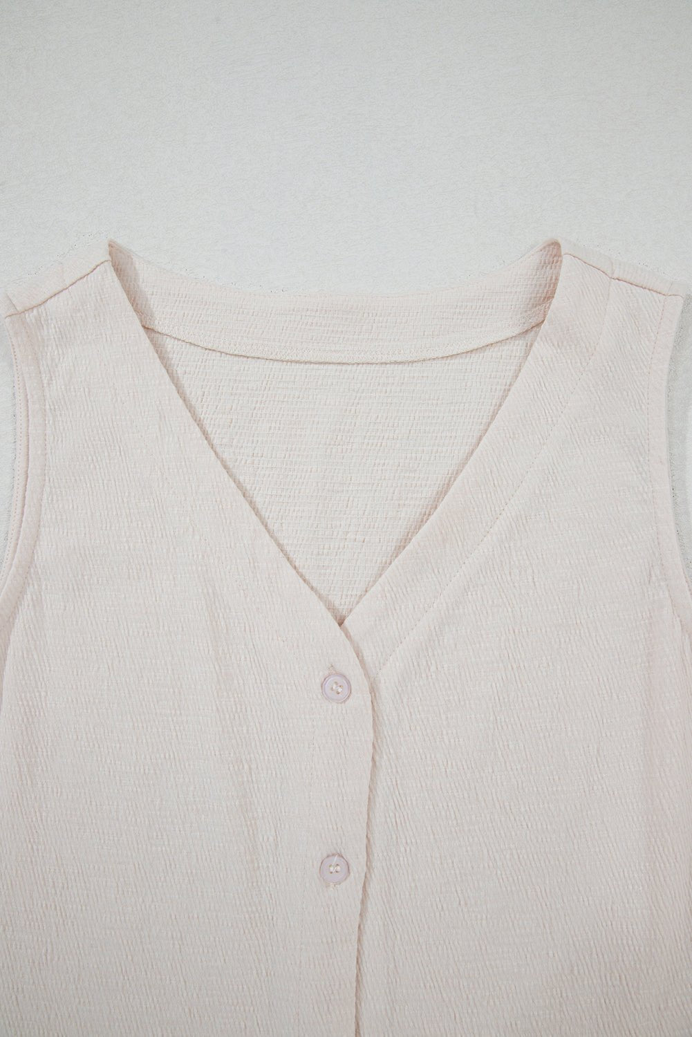 Apricot Buttoned V Neck Tank Top and Wide Leg Pants Casual Outfit - Chaelisa's New Jammies
