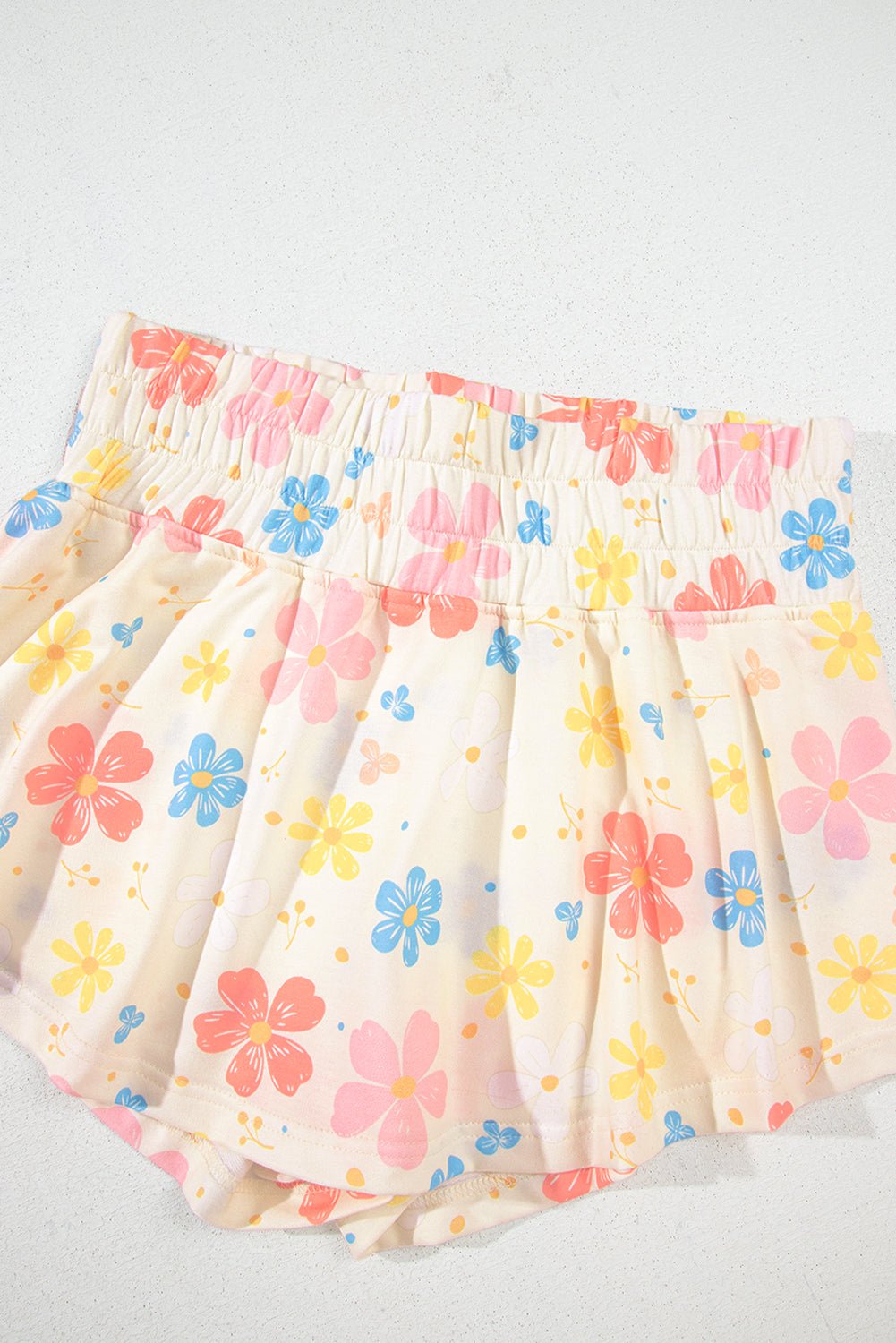 Apricot Floral Print Crop Top Wide Leg Short Set - Chaelisa's New Jammies
