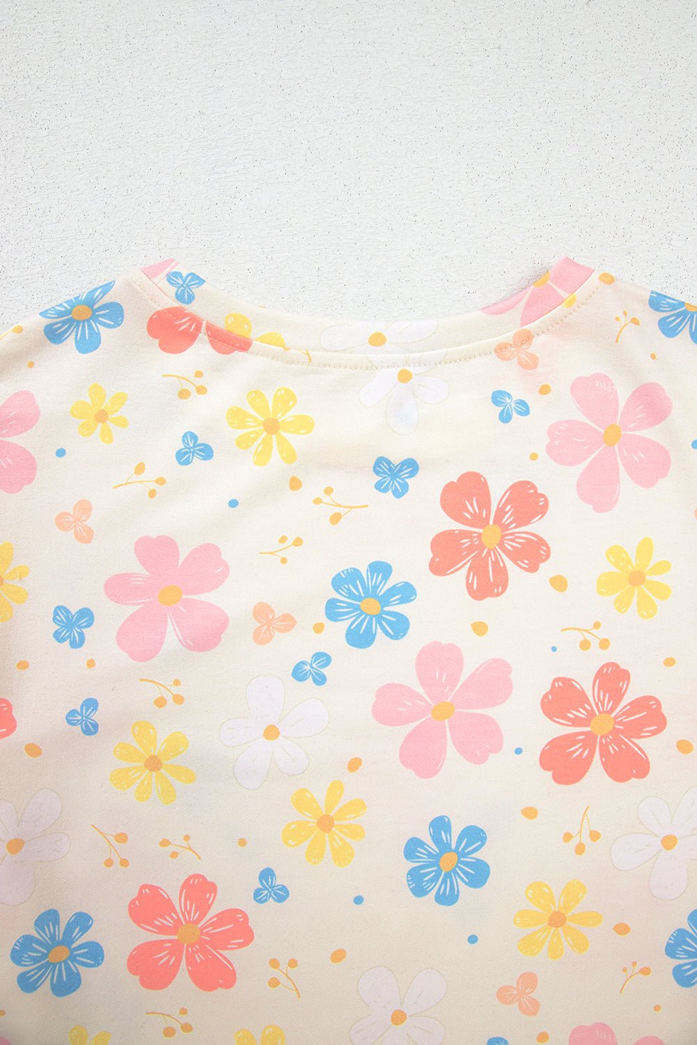 Apricot Floral Print Crop Top Wide Leg Short Set - Chaelisa's New Jammies