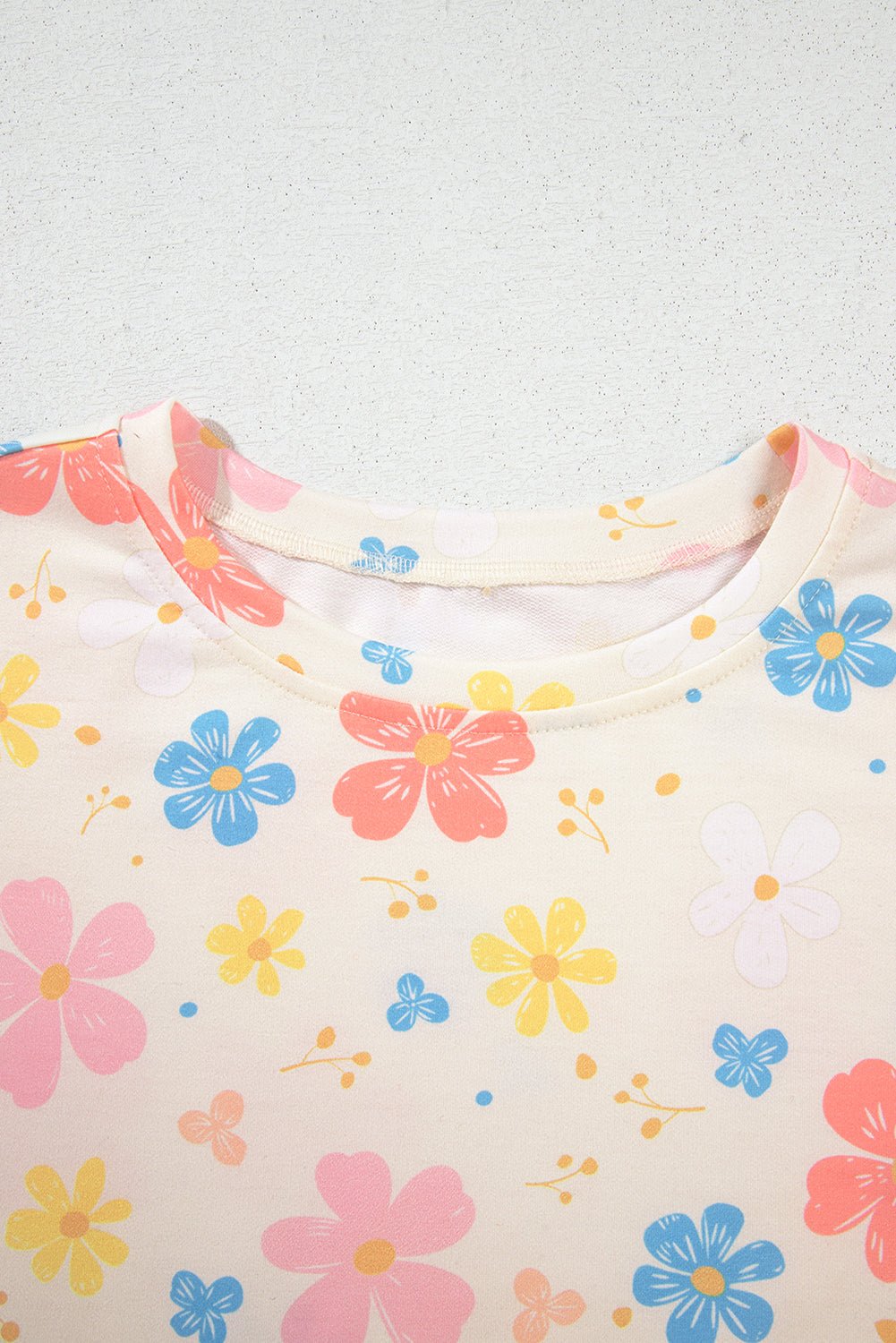 Apricot Floral Print Crop Top Wide Leg Short Set - Chaelisa's New Jammies