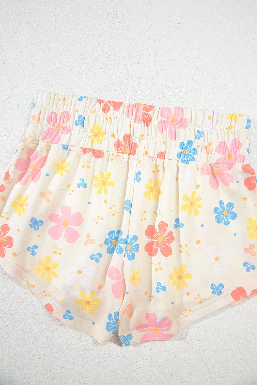 Apricot Floral Print Crop Top Wide Leg Short Set - Chaelisa's New Jammies