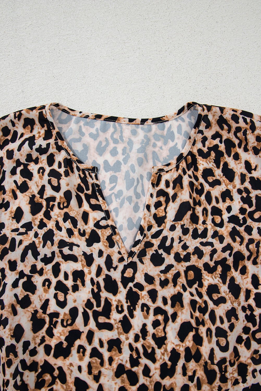 Apricot Leopard V Neck Half Sleeve Blouse - Chaelisa's New Jammies