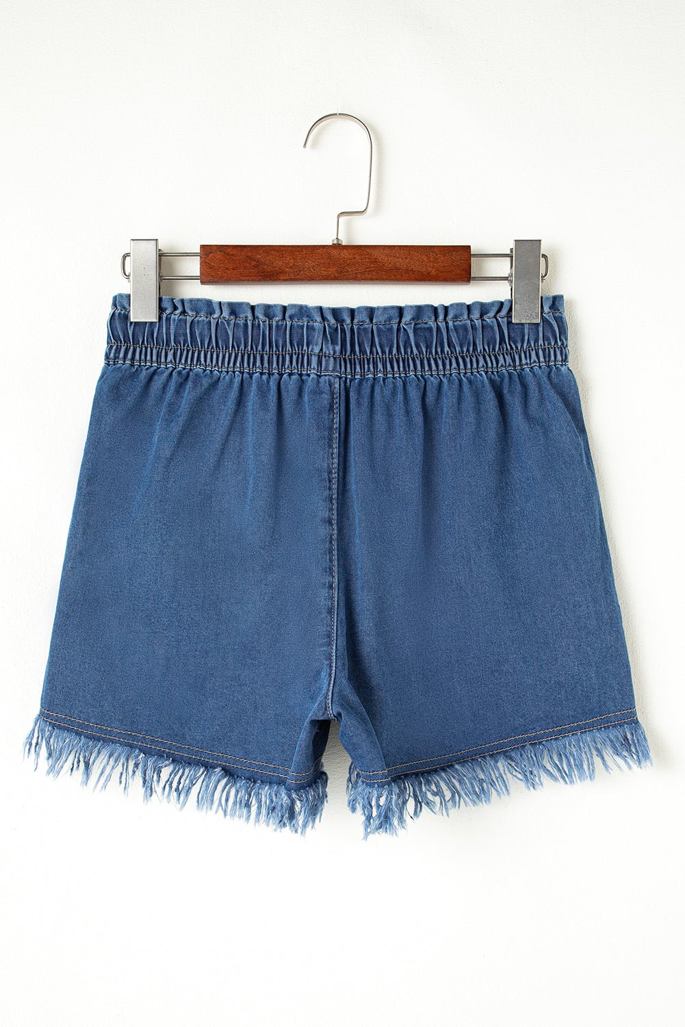 Ashleigh Blue Raw Hem Drawstring High Waist Denim Shorts with Pockets - Chaelisa's New Jammies