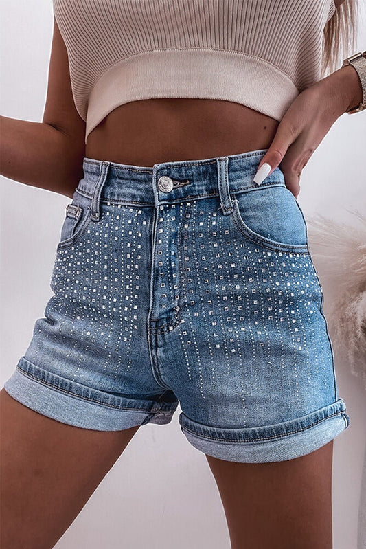 Ashleigh Blue Rhinestone Embellished Denim Shorts - Chaelisa's New Jammies