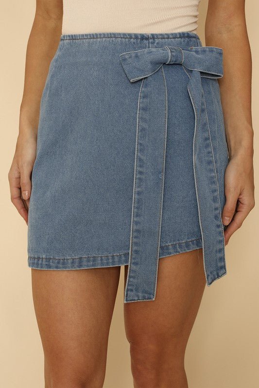 Asymmetrical denim bow skirt - Chaelisa's New Jammies