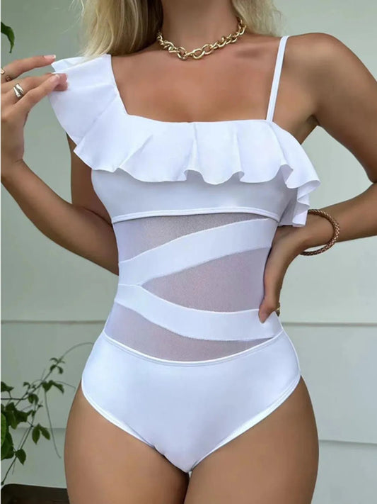 Asymmetrical Ruffled One - Piece Swimwear - Chaelisa's New Jammies