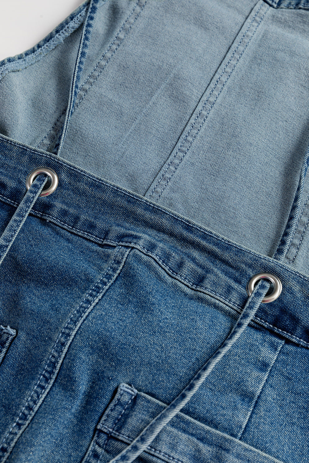 Dusk Blue Adjustable Tie Straps Cropped Wide Leg Denim Overalls-Chaelisa's New Jammies