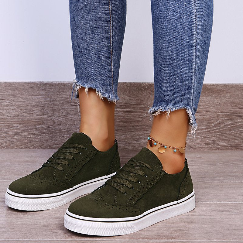 Lace-Up Suedette Flat Sneakers-Chaelisa's New Jammies