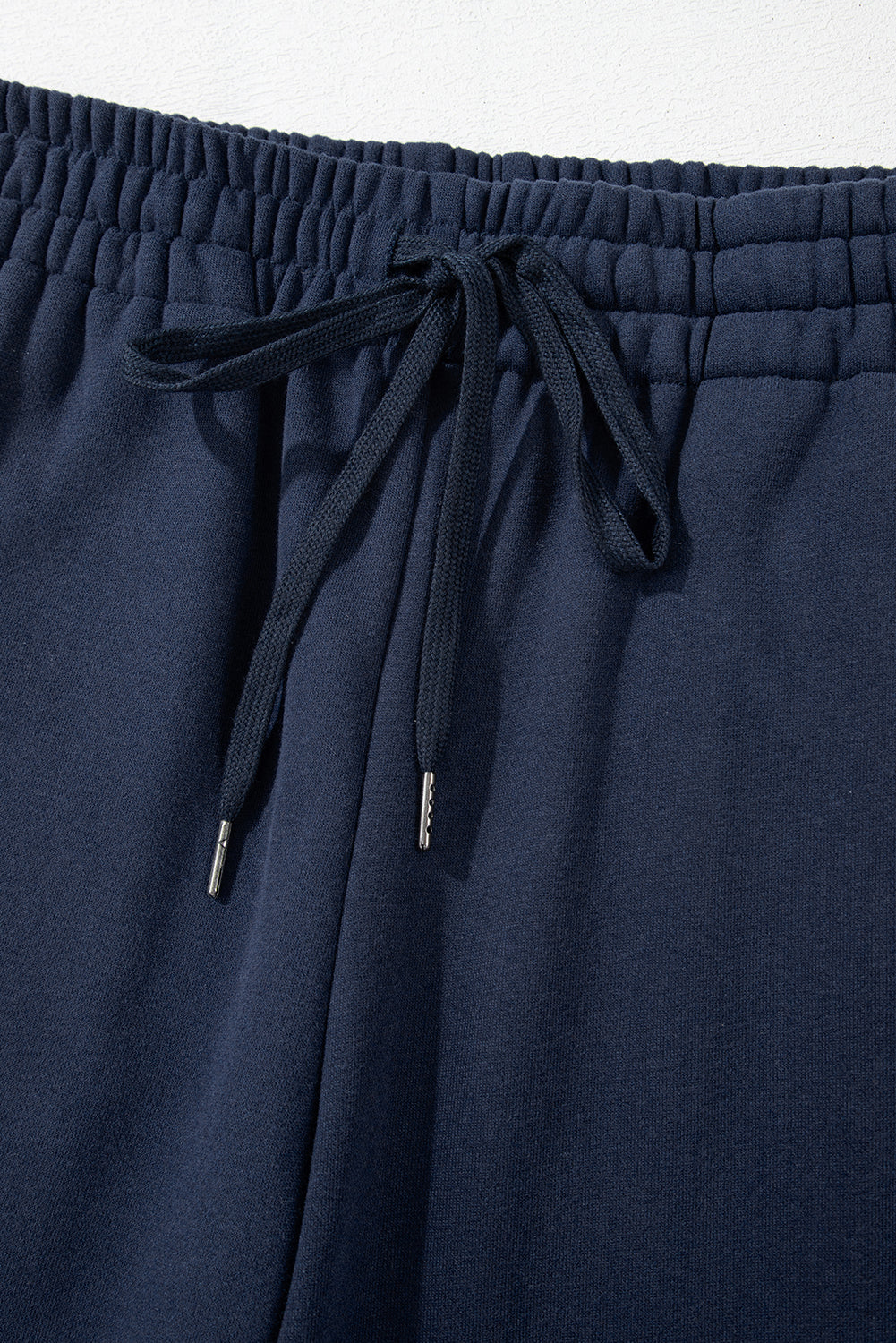 Navy Blue Solid Color Fleece Lined Drawstring Waist Casual Pants-Chaelisa's New Jammies