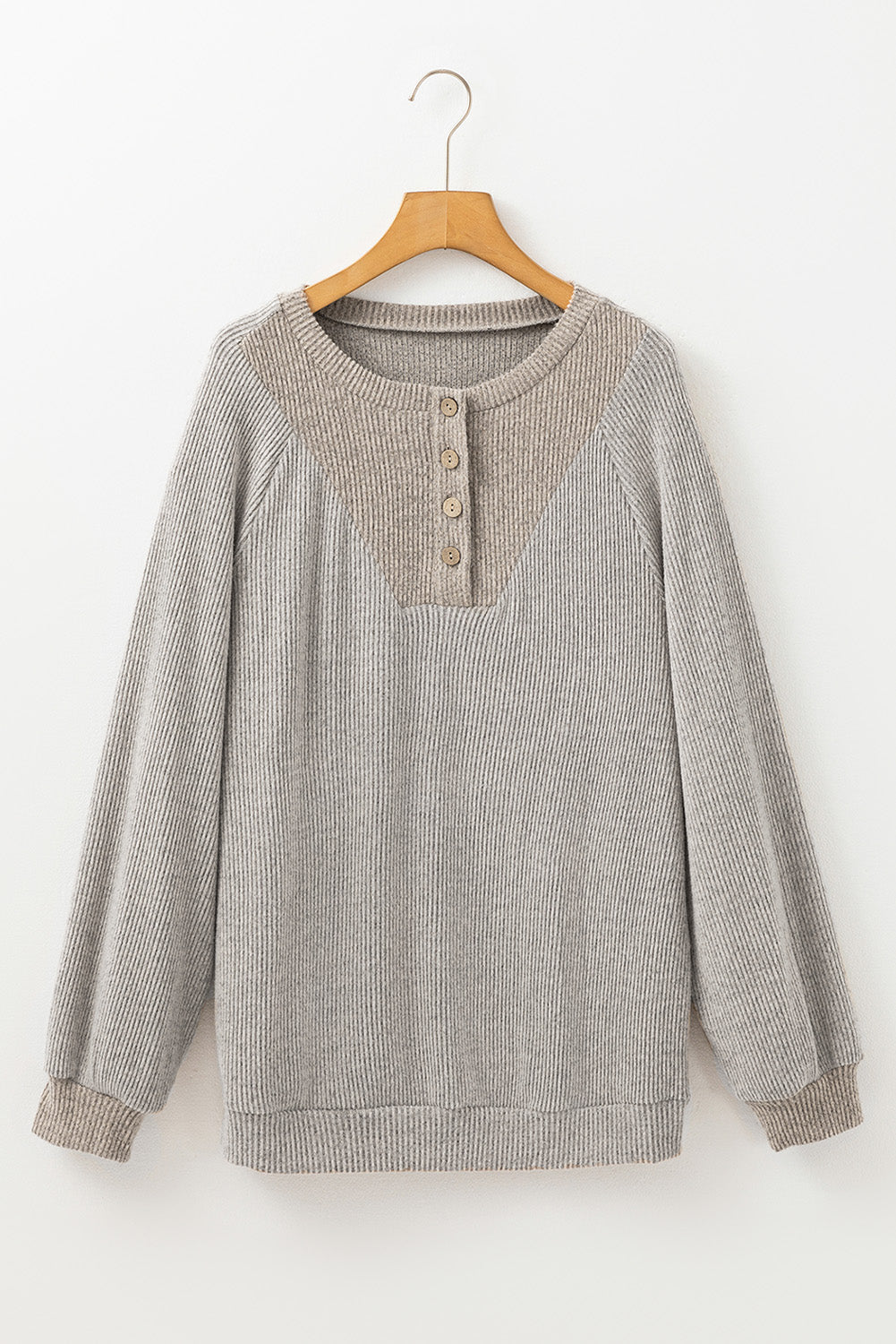 Jet Stream Color Contrast Ribbed Loose Fit Long Sleeve Top-Chaelisa's New Jammies