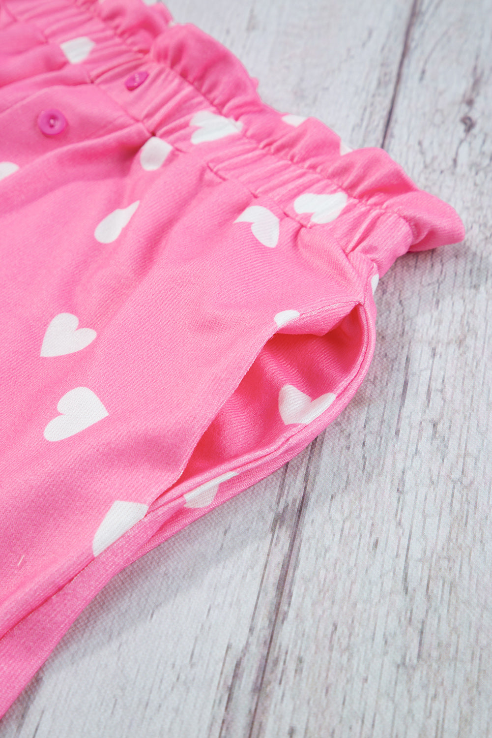 Pink Valentine Heart Print Long Sleeve Tee and Shorts Lounge Set-Chaelisa's New Jammies