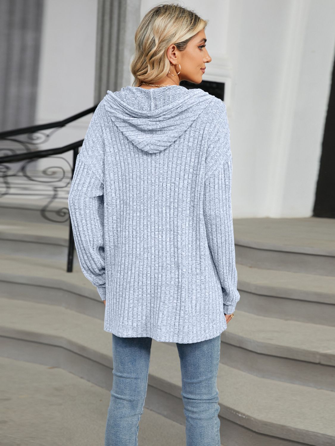 Half Button Long Sleeve Hooded Top-Chaelisa's New Jammies