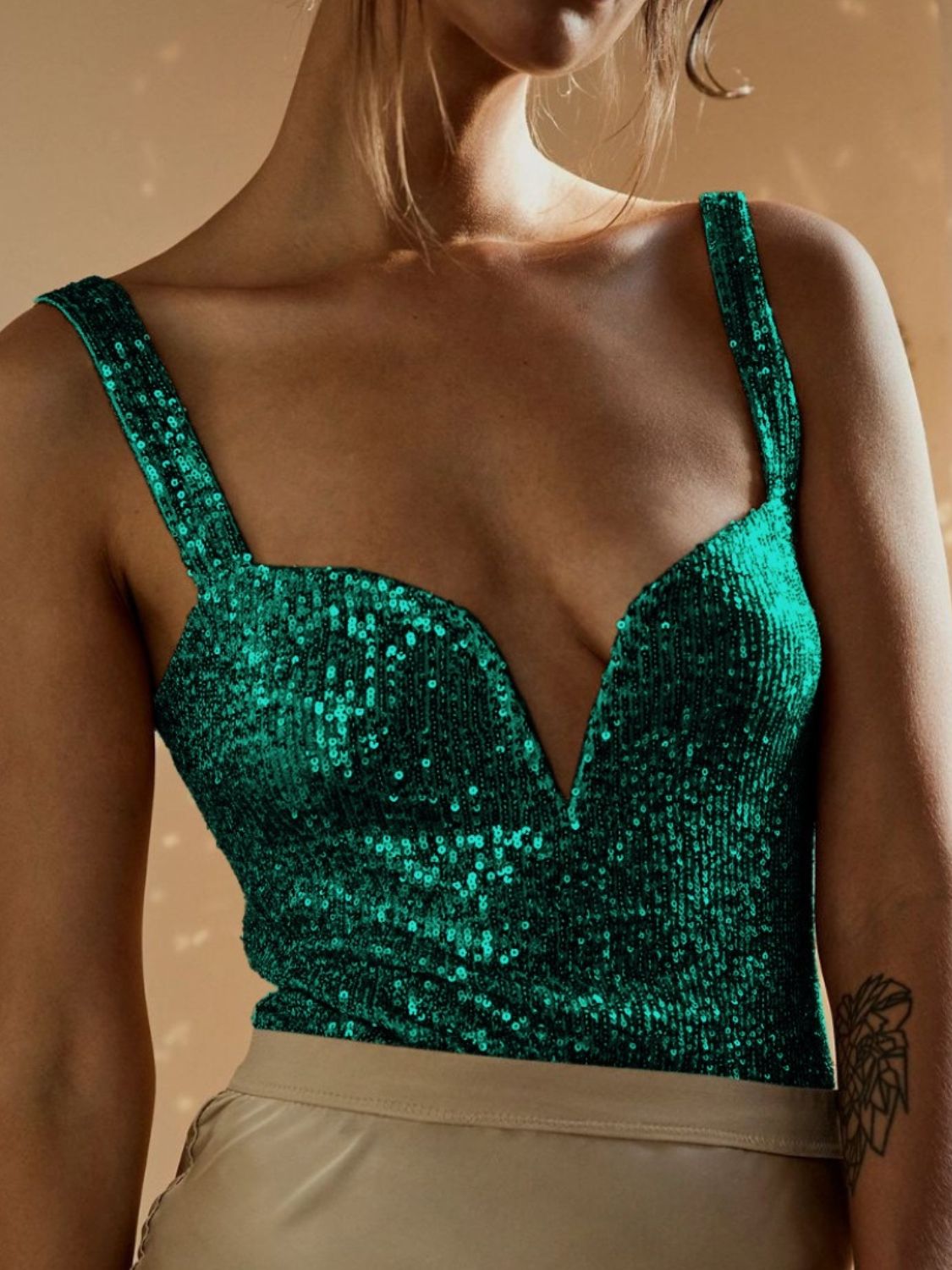 Sequin Wide Strap Bodysuit-Chaelisa's New Jammies