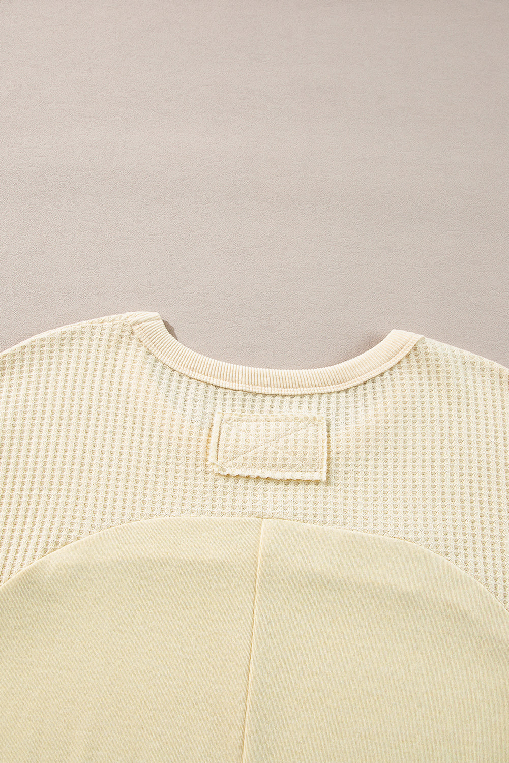 Beige Thermal Knit Patchwork Exposed Seam Long Sleeve Top-Chaelisa's New Jammies