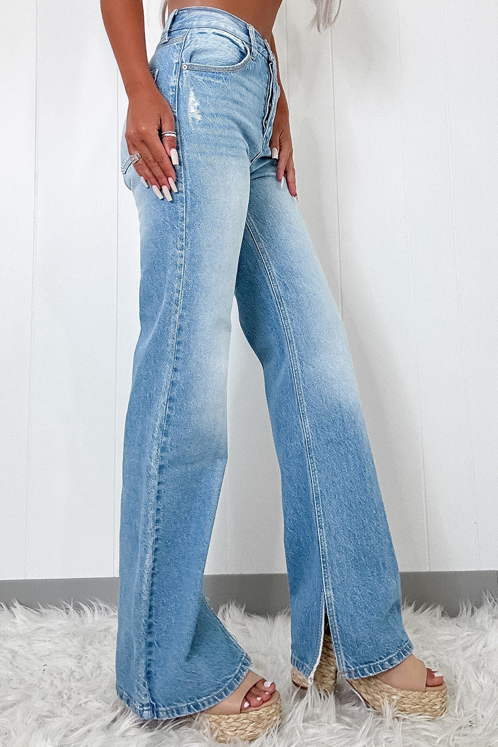 Myosotis High Rise Shift Slit Leg Straight Jeans-Chaelisa's New Jammies