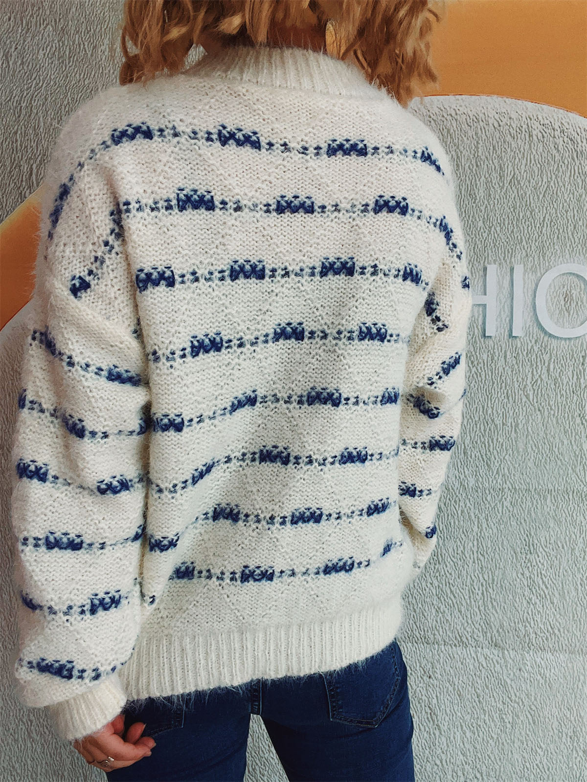 Striped Round Neck Long Sleeve Sweater-Chaelisa's New Jammies