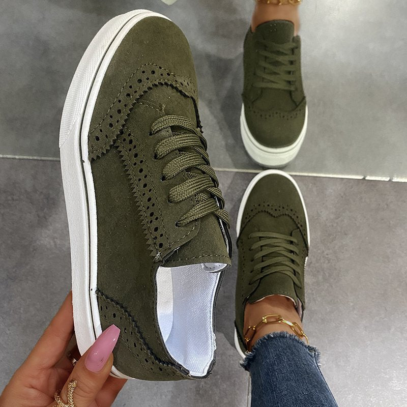 Lace-Up Suedette Flat Sneakers-Chaelisa's New Jammies