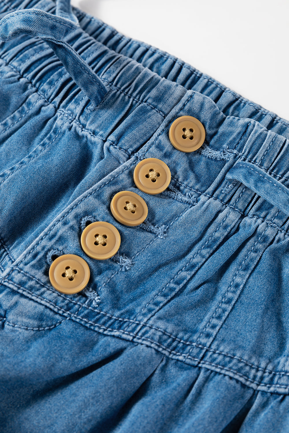 Dusk Blue Mineral Wash Button Fly Waist Wide Leg Jeans-Chaelisa's New Jammies