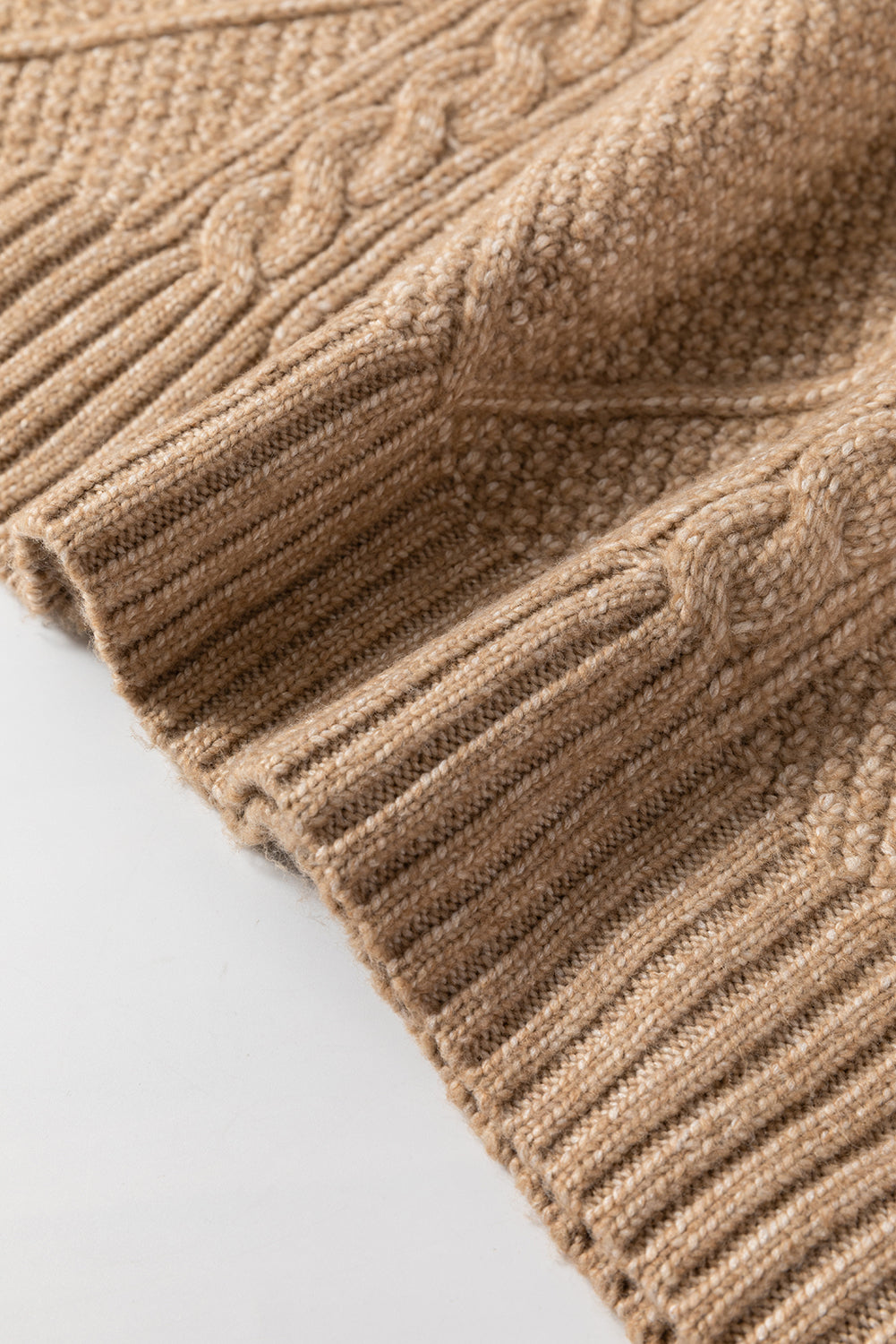 Parchment Cable Knit Drop Shoulder Loose Fit Sweater Dress-Chaelisa's New Jammies