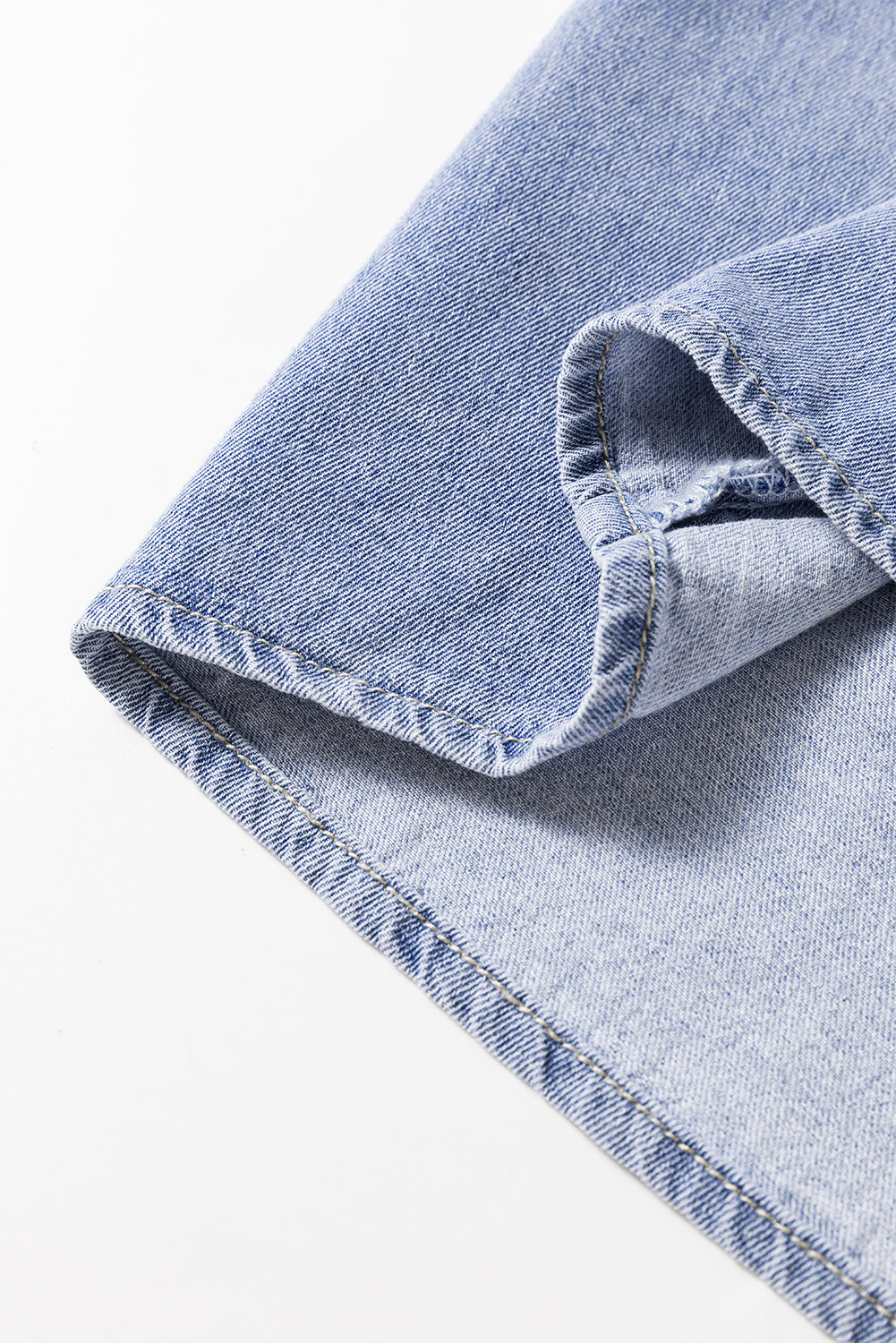 Beau Blue Ruffled Long Sleeve Buttoned Denim Shirt-Chaelisa's New Jammies