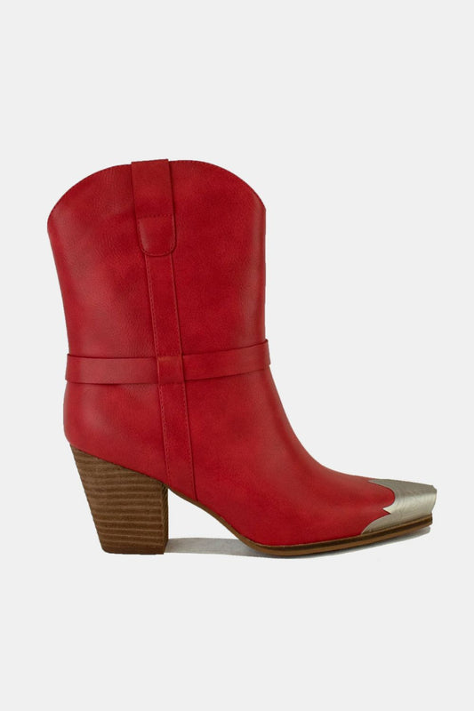 Beast Fashion Faux Leather Metal Toe Ankle Boots-Chaelisa's New Jammies