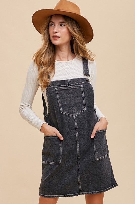 Annie Wear Wide Strap Denim Overall Dress with Pockets-Chaelisa's New Jammies