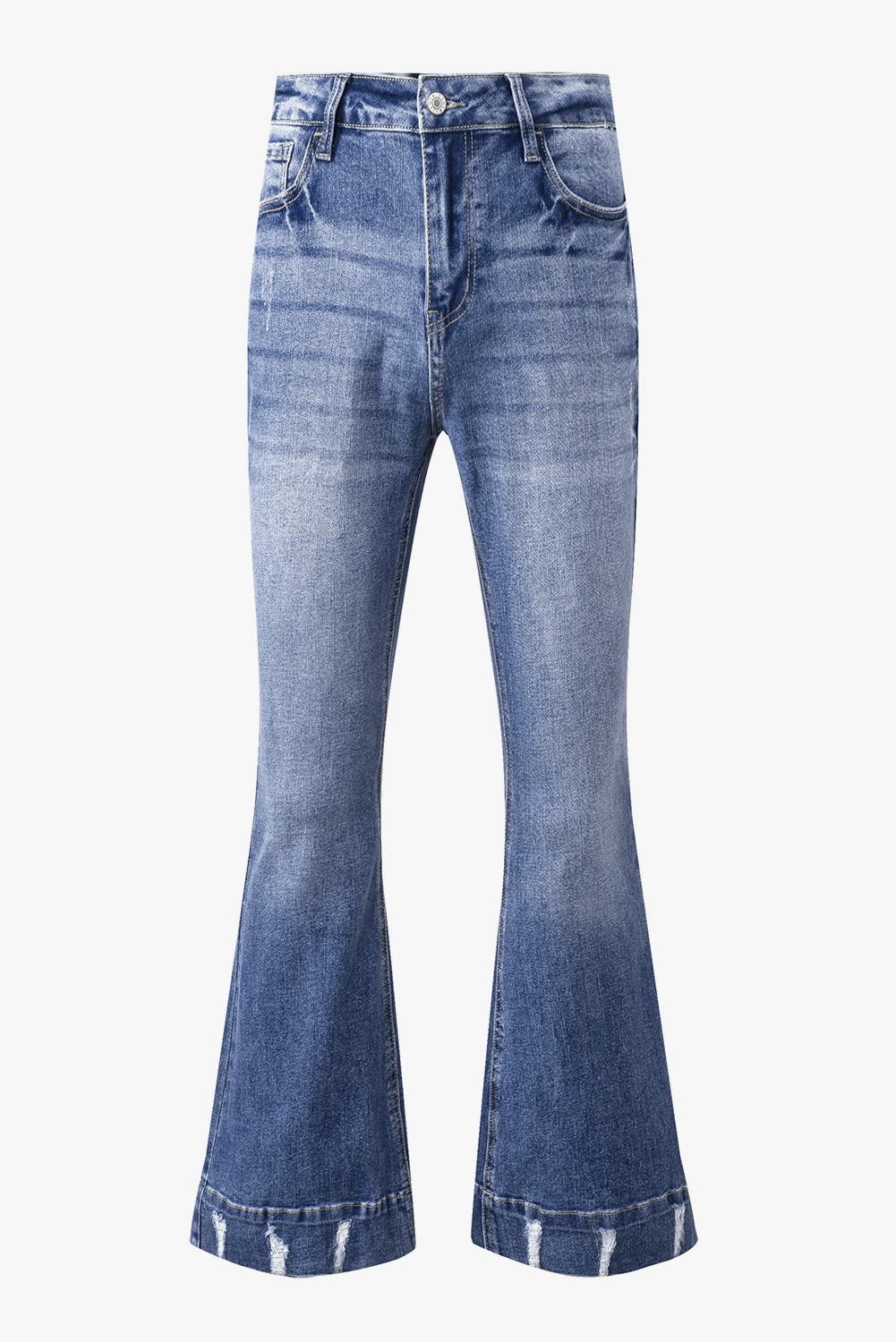 Sky Blue Slight Distressed Medium Wash Flare Jeans-Chaelisa's New Jammies