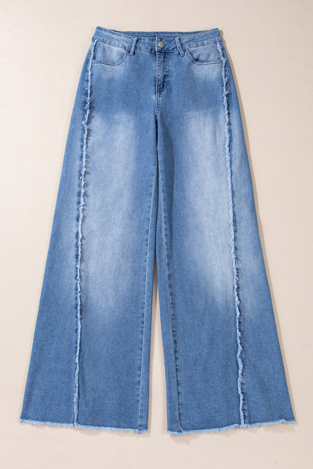 Beau Blue Vintage Stitching Raw Hem Flared Jeans-Chaelisa's New Jammies