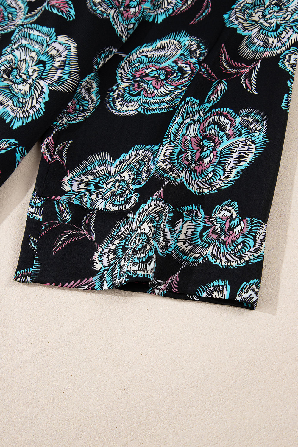 Black Floral Print Lapel Collar Loose Shirt Mini Dress-Chaelisa's New Jammies