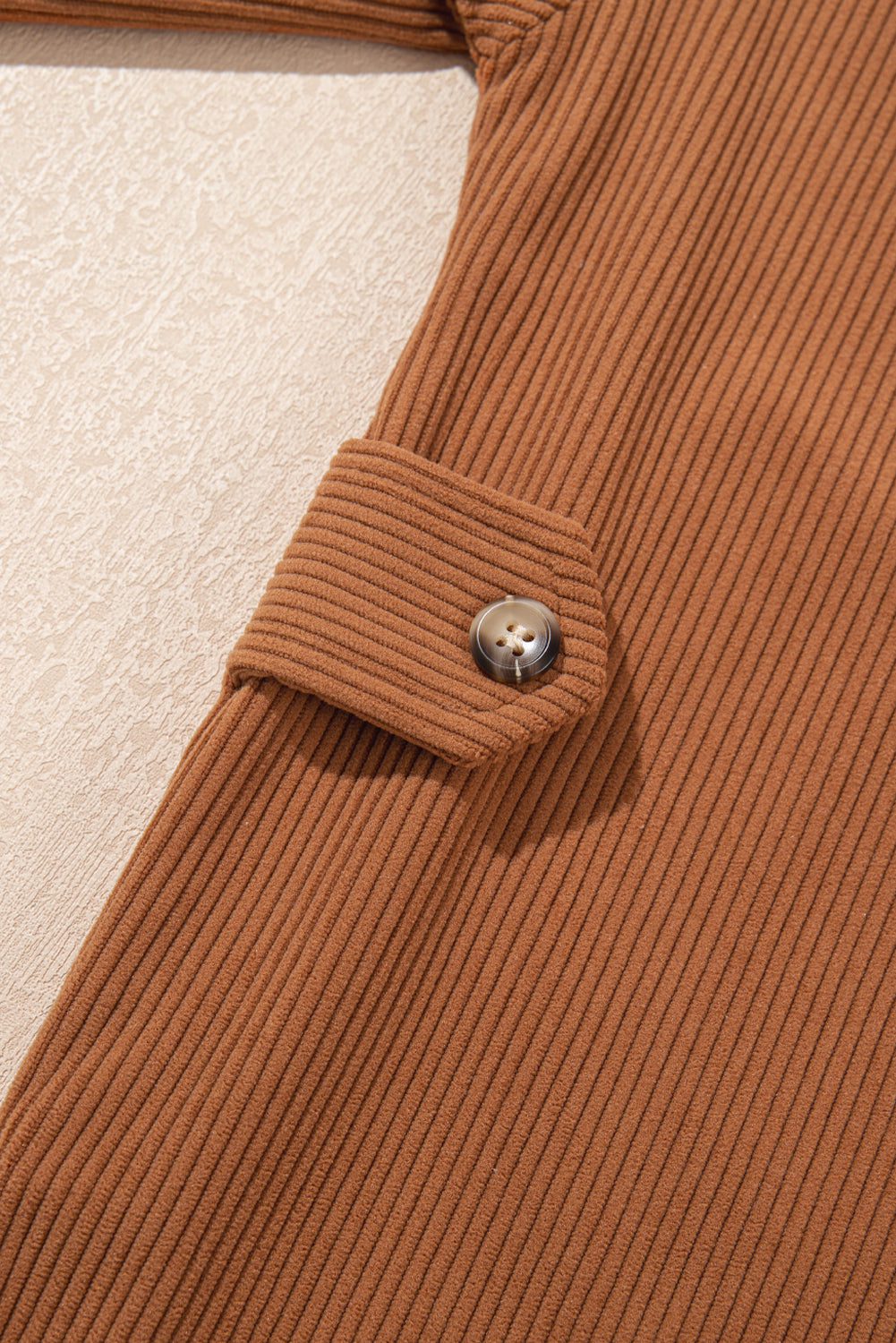 Cinnamon Corduroy Flap Pocket Button Up Round Hem Shacket-Chaelisa's New Jammies