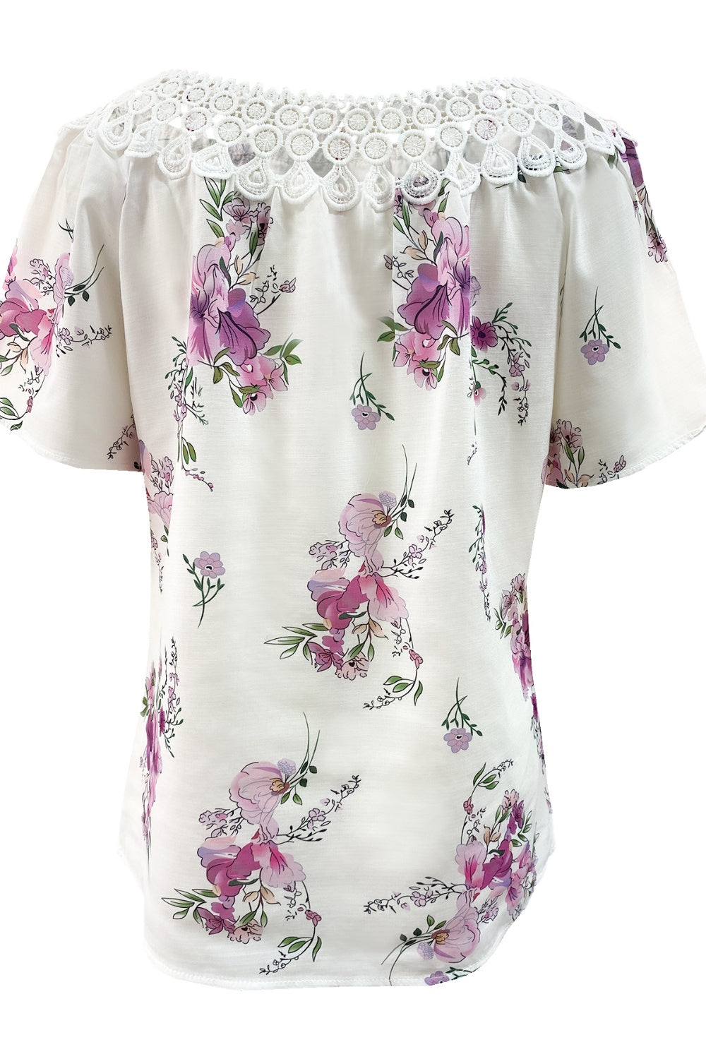 Full Size Printed Tie Neck Short Sleeve Blouse-Chaelisa's New Jammies