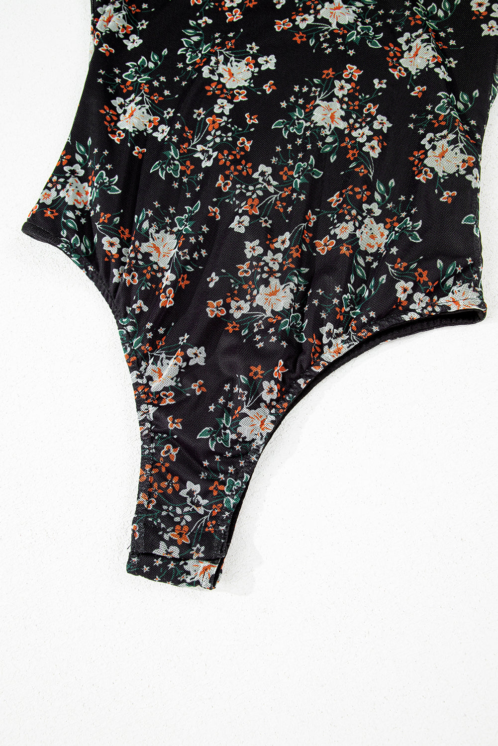 Black Floral Print U Neck Short Puff Sleeve Bodysuit-Chaelisa's New Jammies