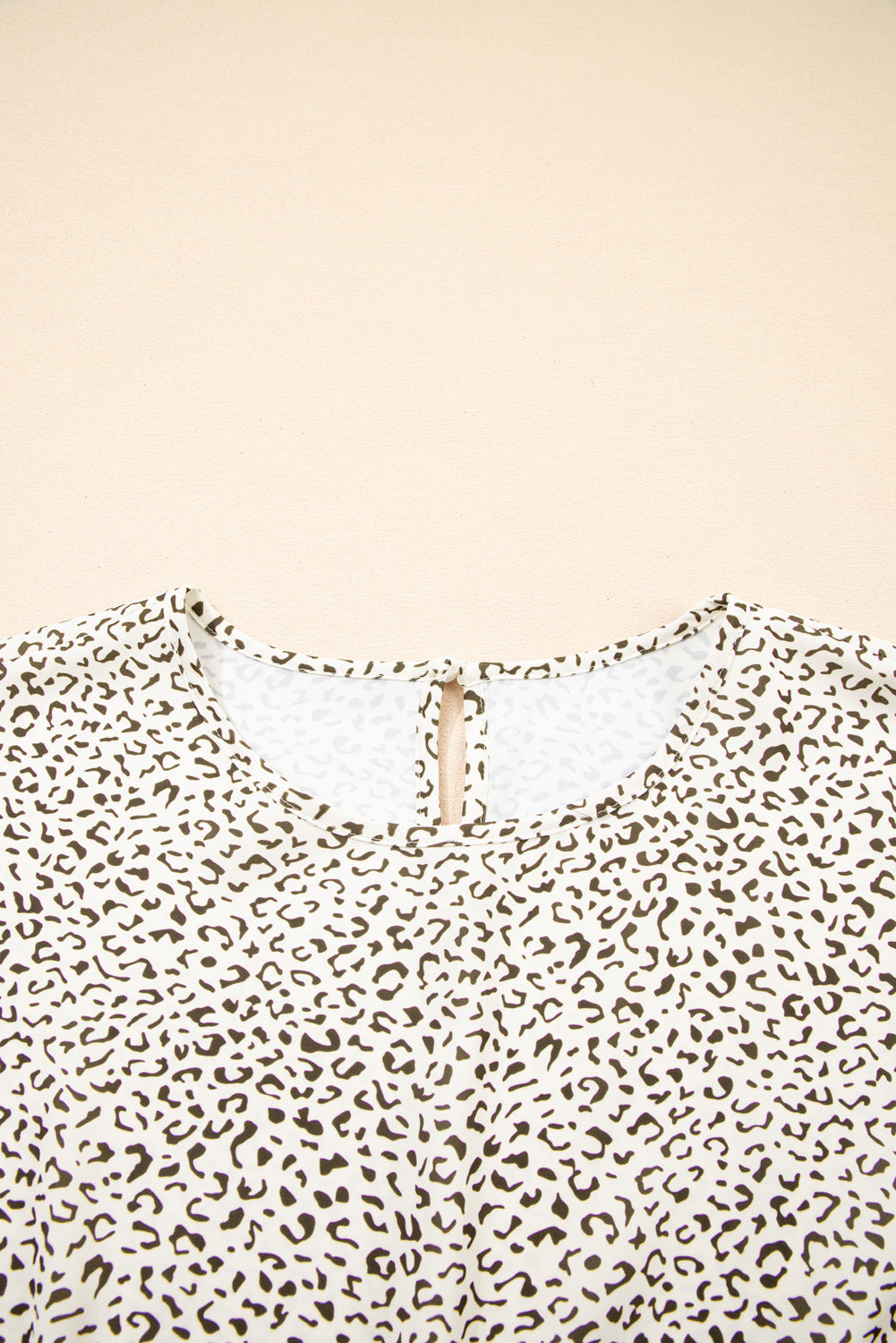 Beige Plus Size Leopard Print Frill Trim Short Sleeve Flared Dress-Chaelisa's New Jammies