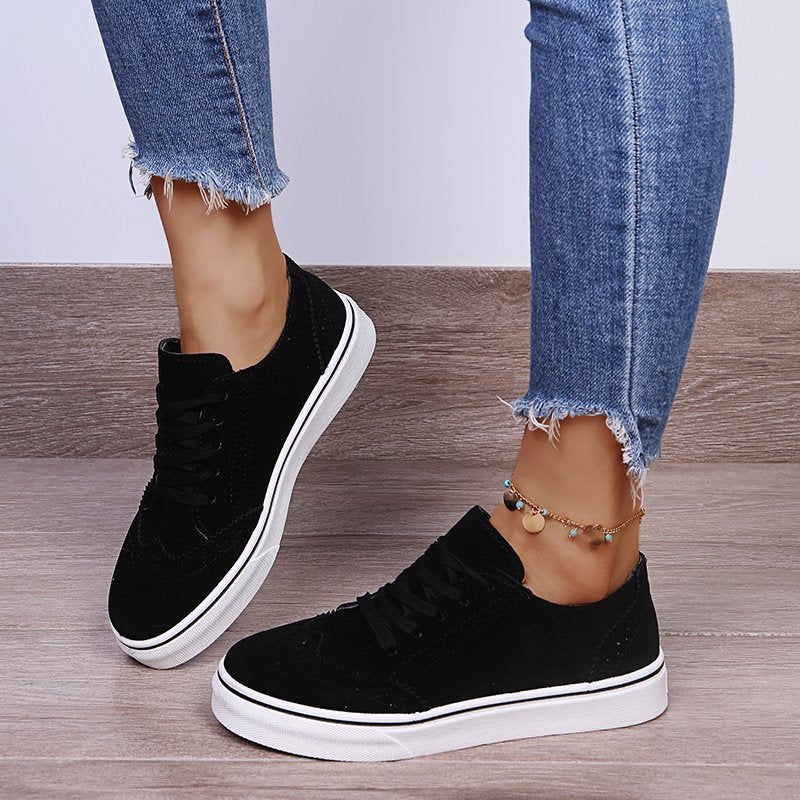 Lace-Up Suedette Flat Sneakers-Chaelisa's New Jammies