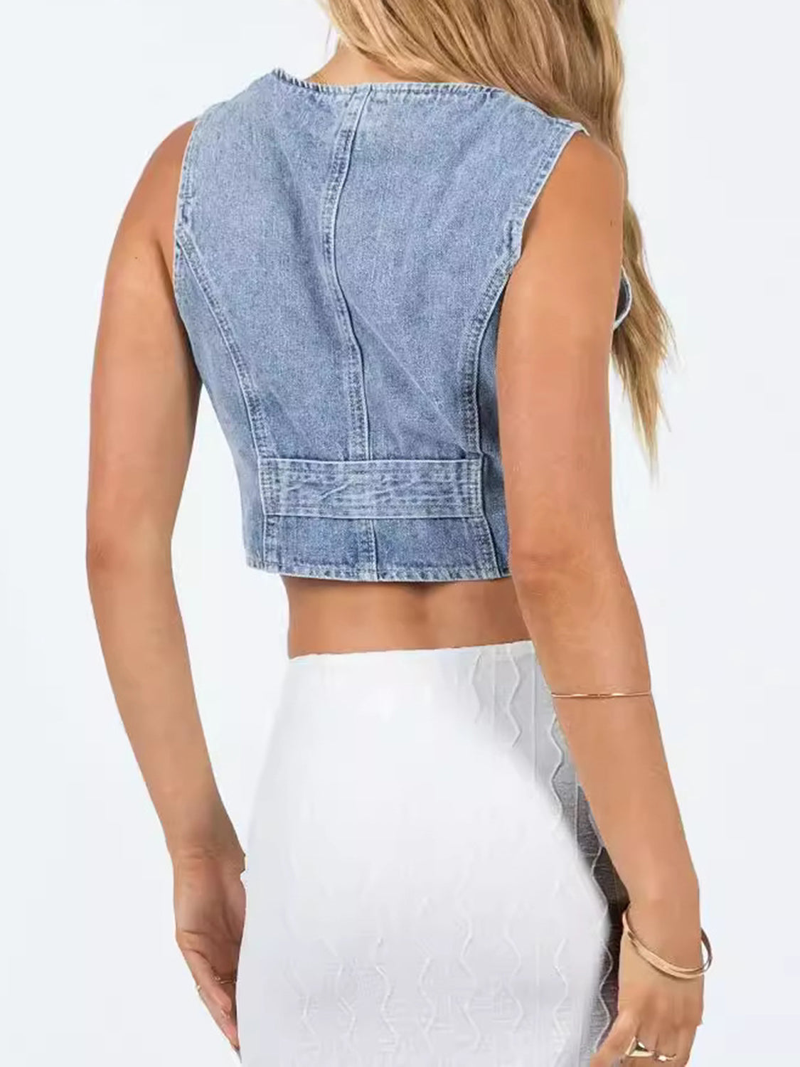 Button Up Sleeveless Denim Top-Chaelisa's New Jammies