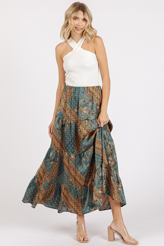 Mittoshop Paisley Patchwork Print Satin Maxi Skirt-Chaelisa's New Jammies