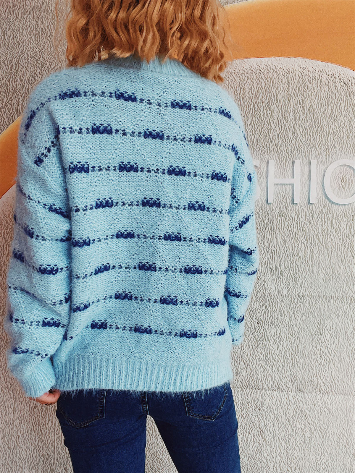 Striped Round Neck Long Sleeve Sweater-Chaelisa's New Jammies