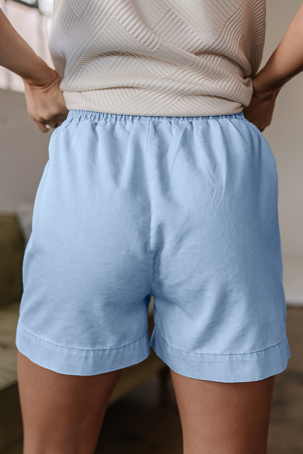 Beau Blue Light Wash Pocketed Wide Leg Denim Shorts-Chaelisa's New Jammies