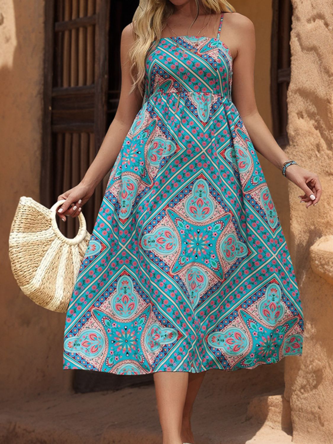 Printed Spaghetti Strap Midi Dress-Chaelisa's New Jammies