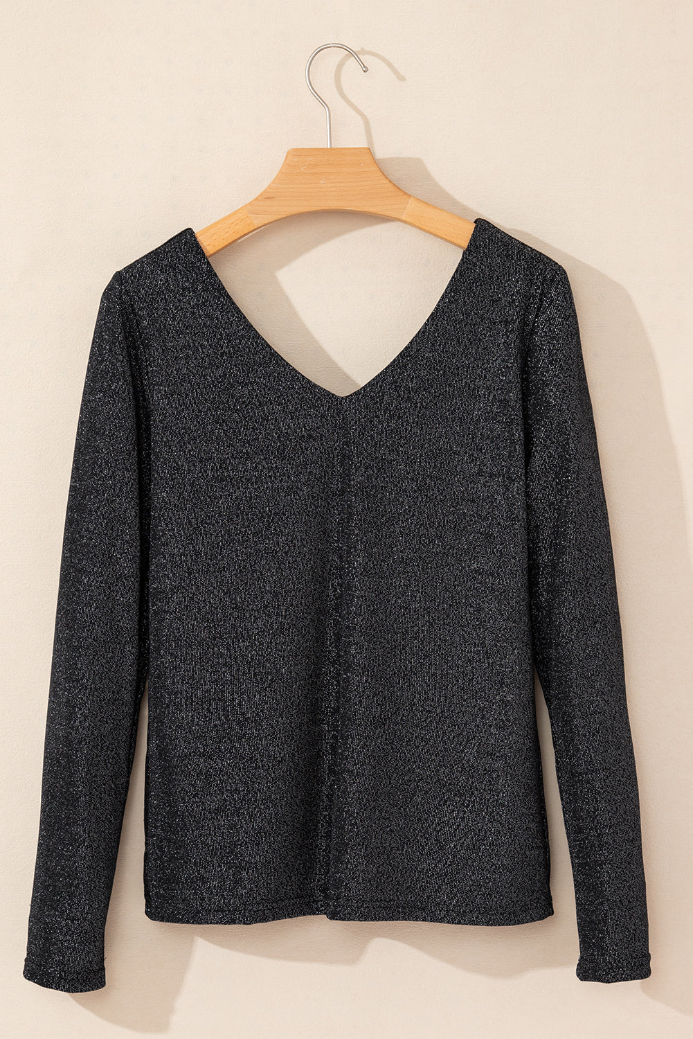 Black Metallic Bowknot Open Back V Neck Top-Chaelisa's New Jammies