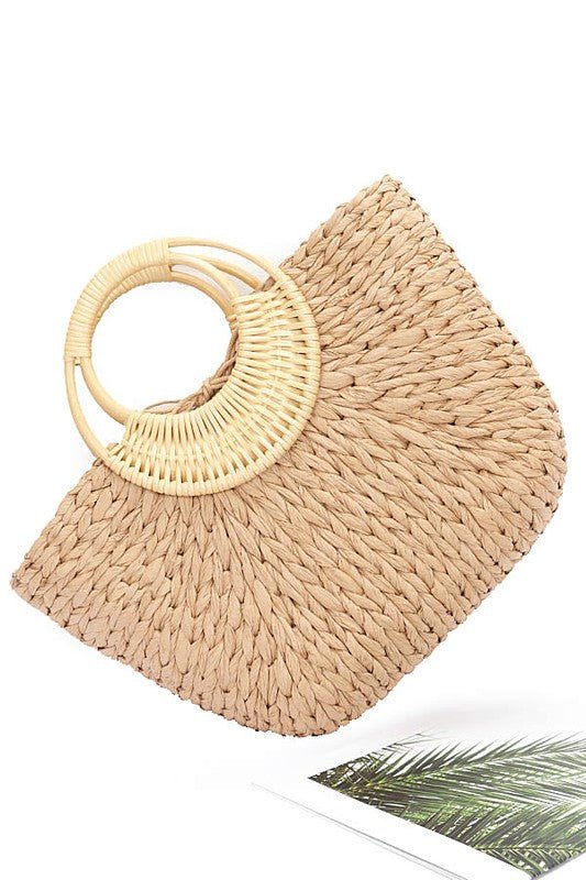 Bamboo Braided Top Handle Summer Straw Tote - Chaelisa's New Jammies