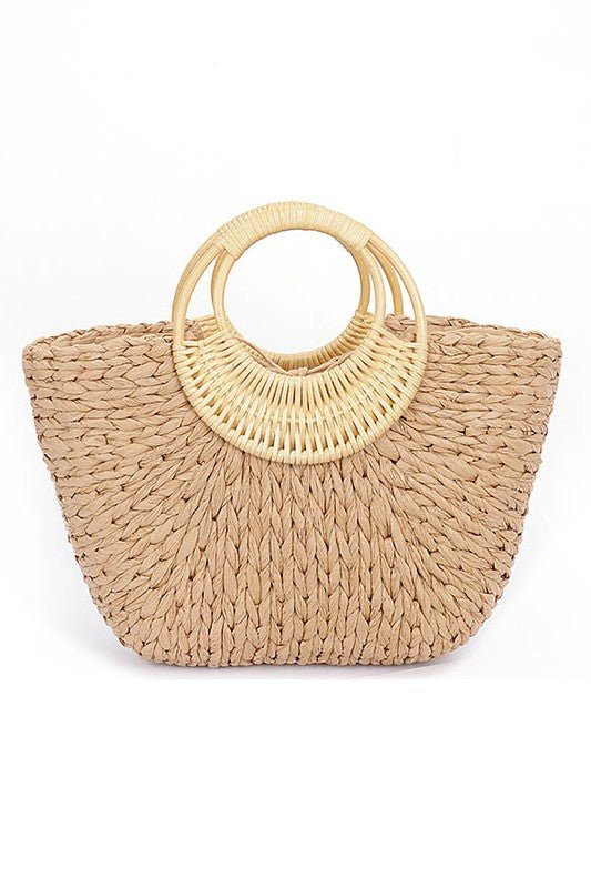 Bamboo Braided Top Handle Summer Straw Tote - Chaelisa's New Jammies