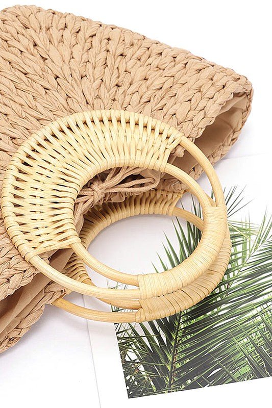 Bamboo Braided Top Handle Summer Straw Tote - Chaelisa's New Jammies