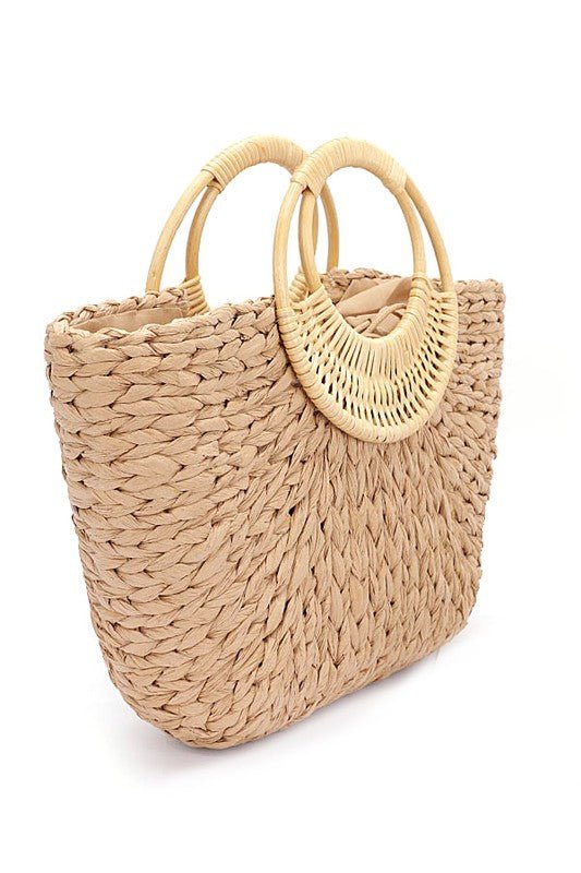 Bamboo Braided Top Handle Summer Straw Tote - Chaelisa's New Jammies