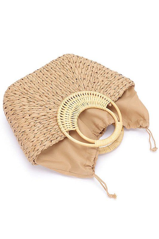 Bamboo Braided Top Handle Summer Straw Tote - Chaelisa's New Jammies