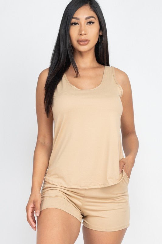 Basic Comfy Tank Top & mini casual Shorts Set - Chaelisa's New Jammies